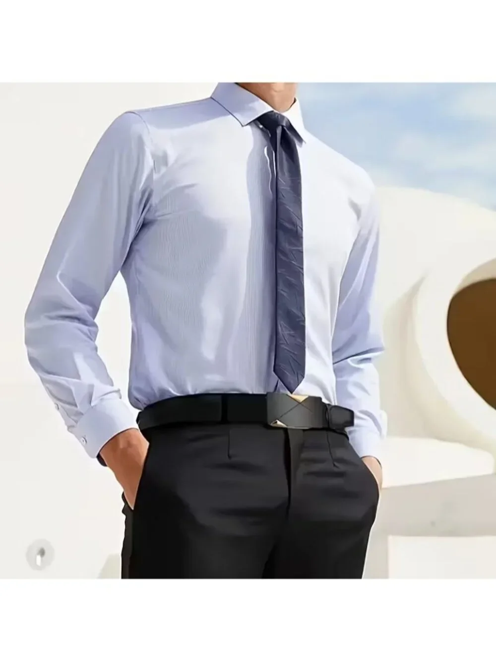 Elegant Fashion Men Belt Black Gold Triangle Alloy Buckle Black Size Length50.5n